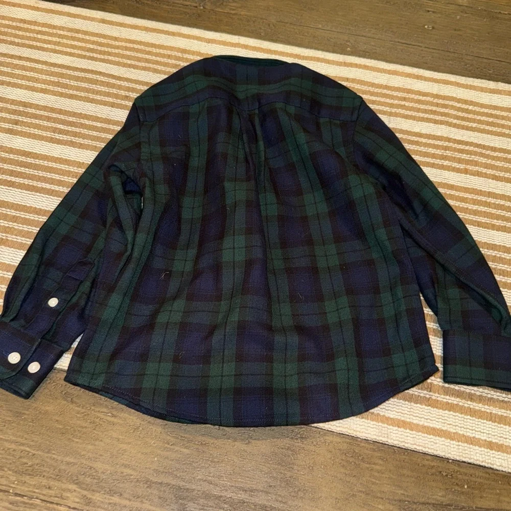Southern Lure Boys Navy & Green Plaid Woven Button Down Dress Shirt Size 4